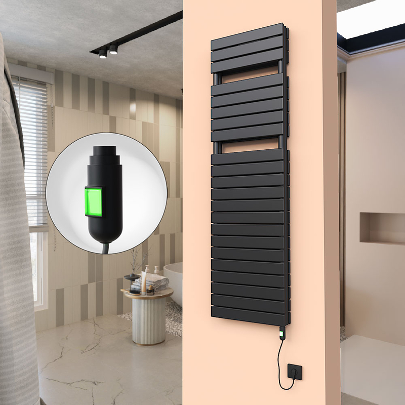 20H Elektrikli Havlupan 500x1772 Mat Siyah (On/Off Düğmeli) 1500 W