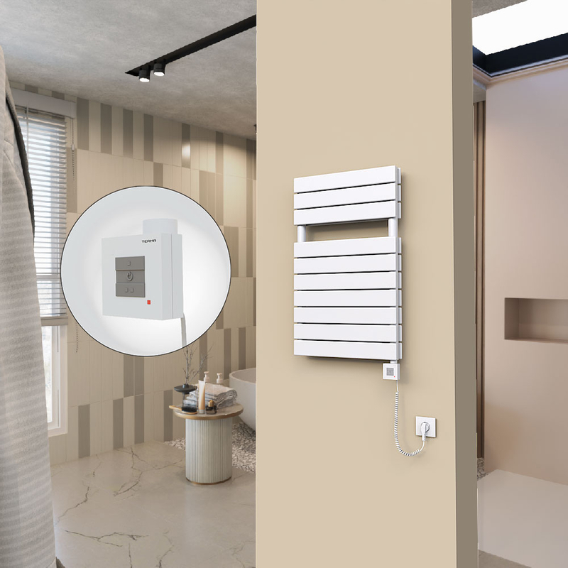 20H Sèche Serviettes Electrique 500x810 Blanc Ktx1 1000 Watt Câble en spirale