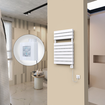 - 20H Sèche Serviettes Electrique 500x810 Blanc Ktx4 1000 Watt Câble en spirale  - 20H Sèche Serviettes Electrique 500x810 Blanc Ktx4 1000 Watt Câble en spirale