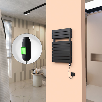 - 20H Sèche Serviettes Electrique 500x810 Noir mat (On/Off) 900 W  - 20H Sèche Serviettes Electrique 500x810 Noir mat (On/Off) 900 W