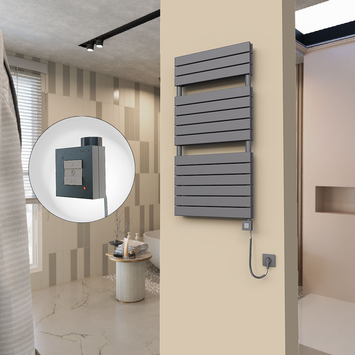  - 20H Sèche Serviettes Electrique 600x1180 Anthracite Ktx1 1000 Watt Câble en spirale