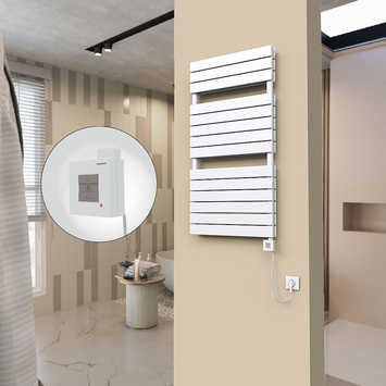  - 20H Sèche Serviettes Electrique 600x1180 Blanc Ktx1 1000 Watt Câble en spirale