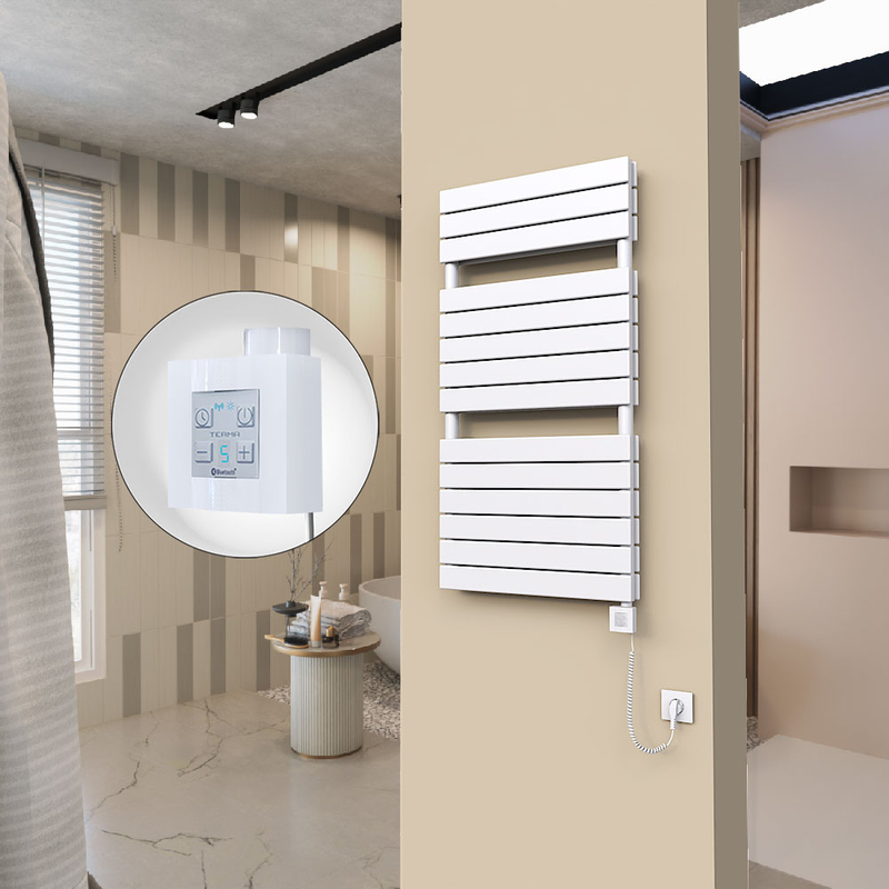 20H Sèche Serviettes Electrique 600x1180 Blanc Ktx4 1000 Watt Câble en spirale