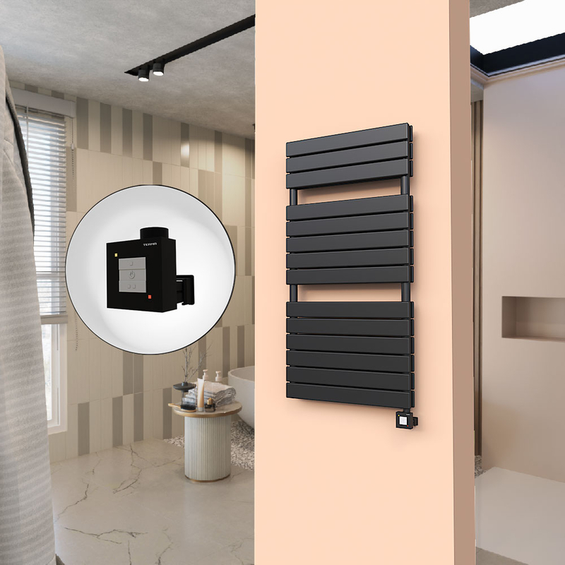 20H Sèche Serviettes Electrique 600x1180 Noir mat Ktx1 1000 Watt