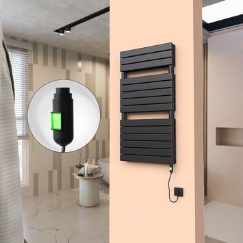  - 20H Sèche Serviettes Electrique 600x1180 Noir mat (On/Off) 900 W