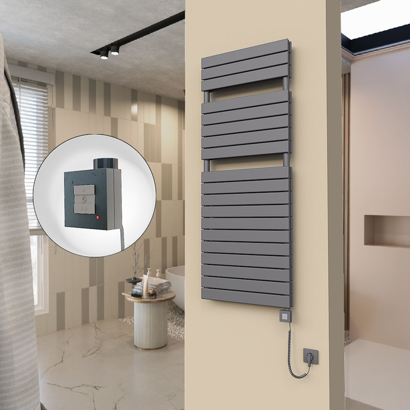 20H Sèche Serviettes Electrique 600x1550 Anthracite Ktx1 1000 Watt Câble en spirale