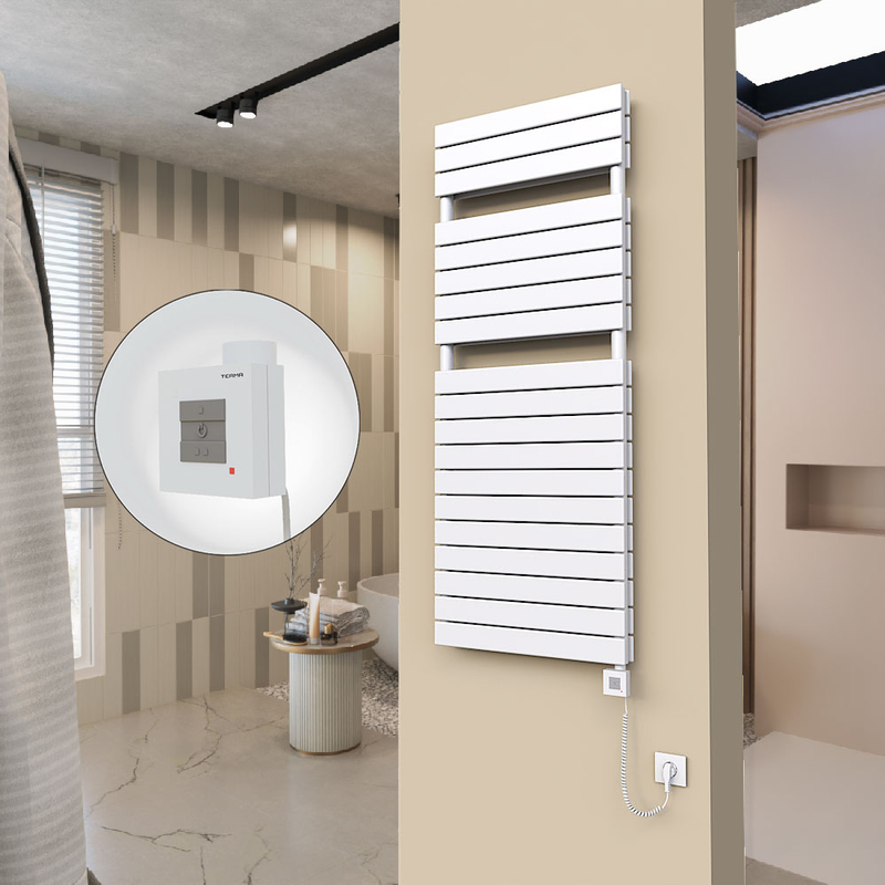 20H Sèche Serviettes Electrique 600x1550 Blanc Ktx1 1000 Watt Câble en spirale