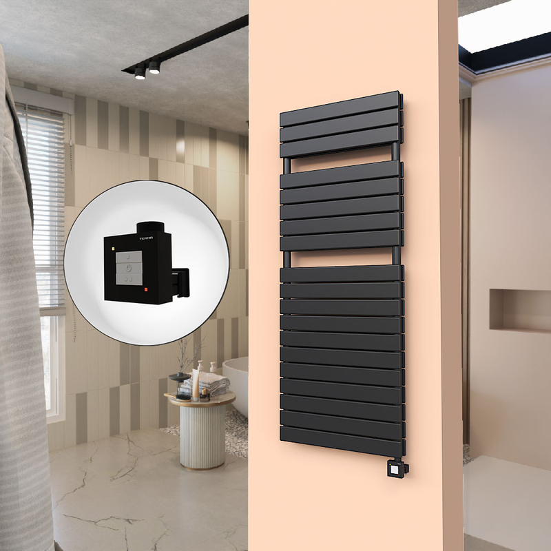20H Elektrikli Havlupan 600x1550 Mat Siyah Ktx1 1000 Watt