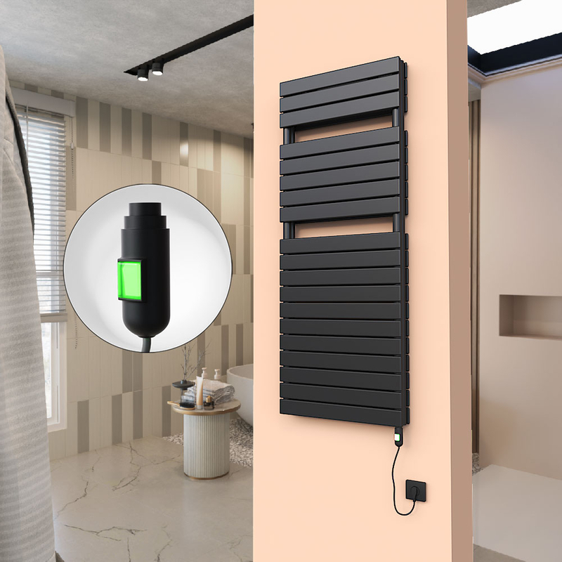 20H Elektrikli Havlupan 600x1550 Mat Siyah (On/Off Düğmeli) 1200 W
