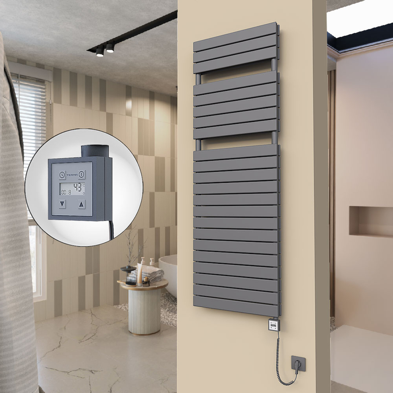 20H Elektrikli Havlupan 600x1772 Antrasit (KTX3 Termostat) 1000W Spiral Kablolu
