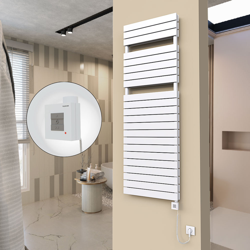 20H Electric Towel Warmer 600x1772 White Ktx1 1000 W (Spiral Cable)