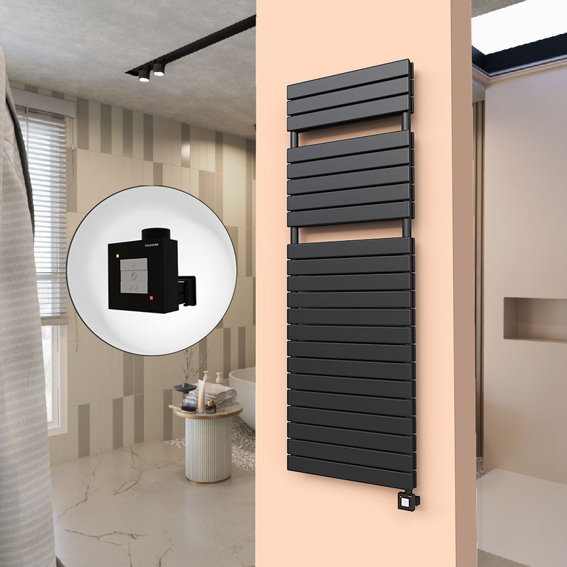 20H Elektrikli Havlupan 600x1772 Mat Siyah Ktx1 1000 Watt