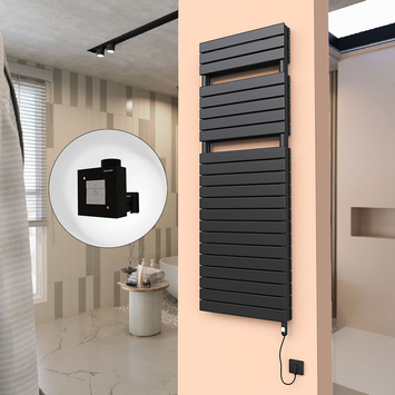  - 20H Electric Towel Warmer 600x1772 Matte Black (On/Off) 1200 W