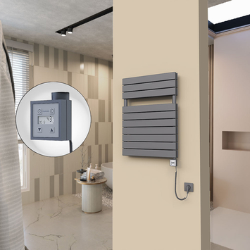  - 20H Sèche Serviettes Electrique 600x810 Anthracite Ktx3 1000 Watt Câble en spirale