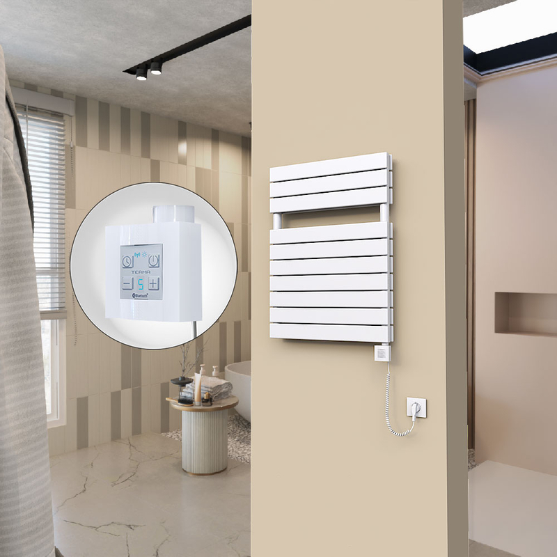 20H Sèche Serviettes Electrique 600x810 Blanc Ktx4 1000 Watt Câble en spirale