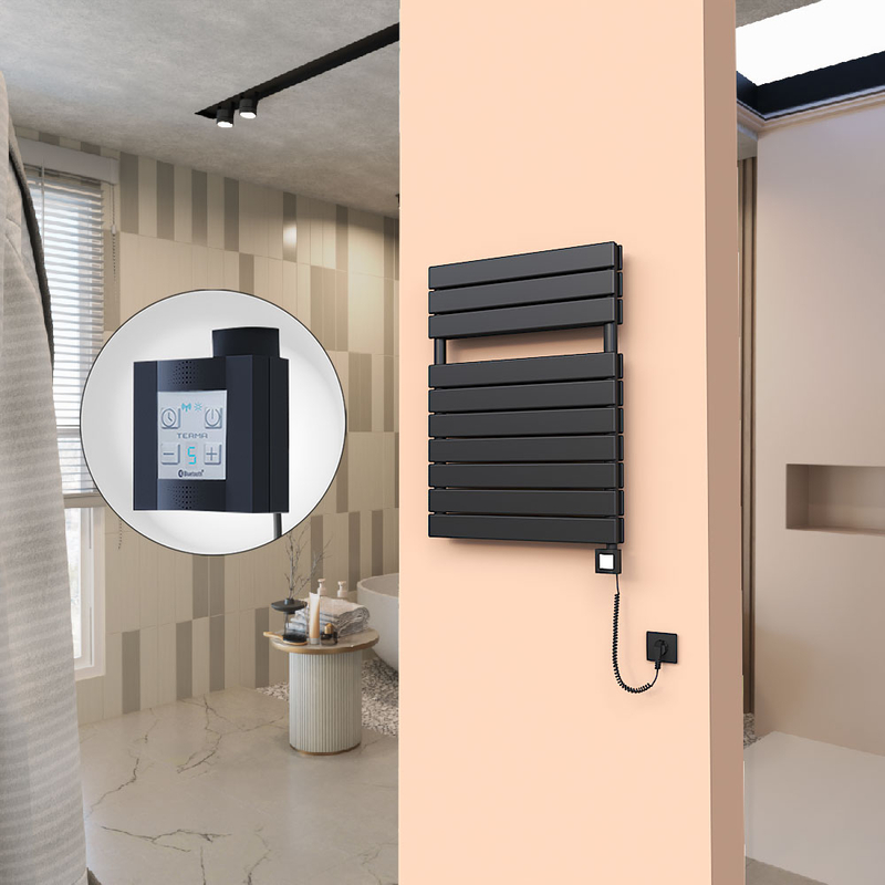20H Elektrikli Havlupan 600x810 Mat Siyah Ktx4 1000 Watt Spiral Kablolu