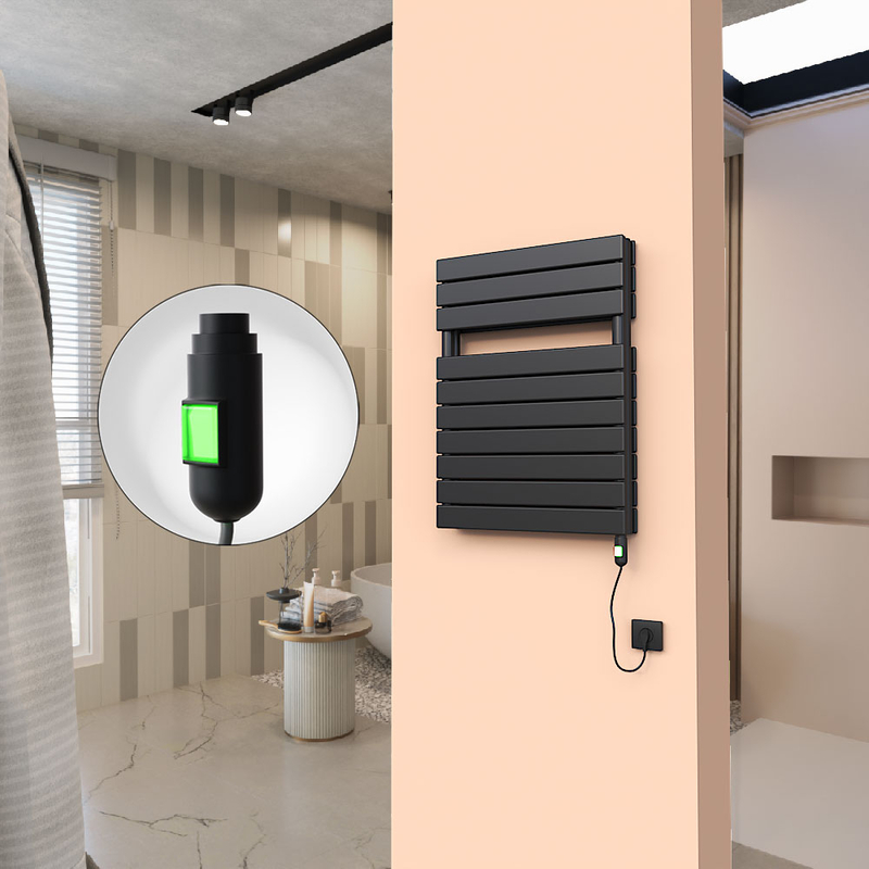 20H Elektrikli Havlupan 600x810 Mat Siyah (On/Off Düğmeli) 900 W