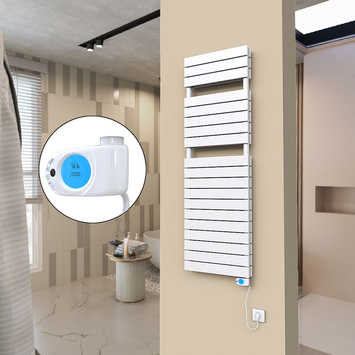 20H Sèche Serviettes Electrique 500x1550 Blanc (Thermostat Musa) 1200 W - Thumbnail
