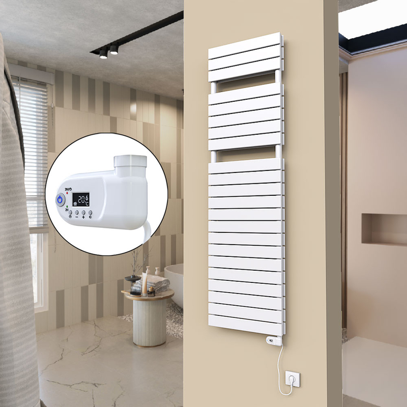20H Sèche Serviettes Electrique 500x1772 Blanc (Thermostat Thesis) 900 W