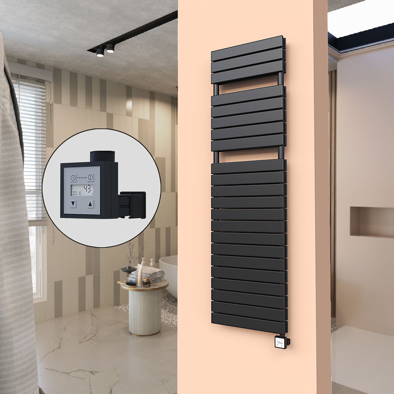 20H Sèche Serviettes Electrique 500x1772 Noir mat Ktx3 1000 W