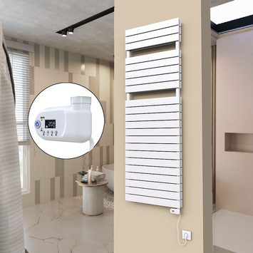 20H Sèche Serviettes Electrique 600x1772 Blanc (Thermostat Thesis) 1200 W - Thumbnail