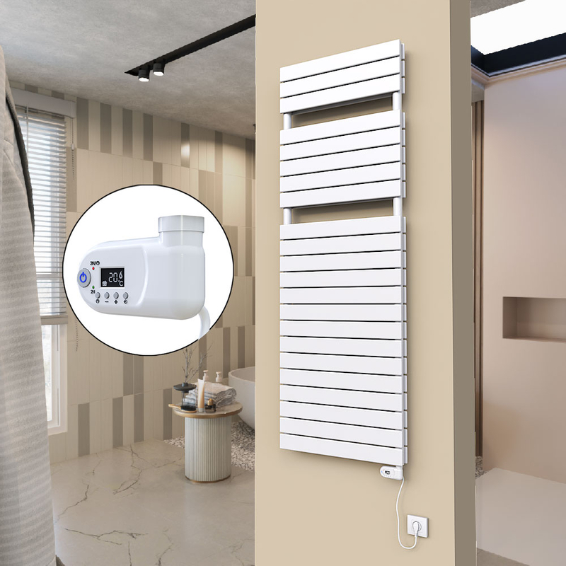 20H Sèche Serviettes Electrique 600x1772 Blanc (Thermostat Thesis) 1200 W