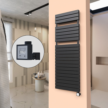 Radiva - 20H Sèche Serviettes Electrique 600x1772 Noir mat Ktx3 1000 W