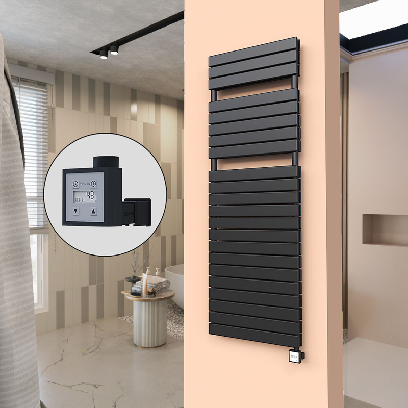 20H Sèche Serviettes Electrique 600x1772 Noir mat Ktx3 1000 W