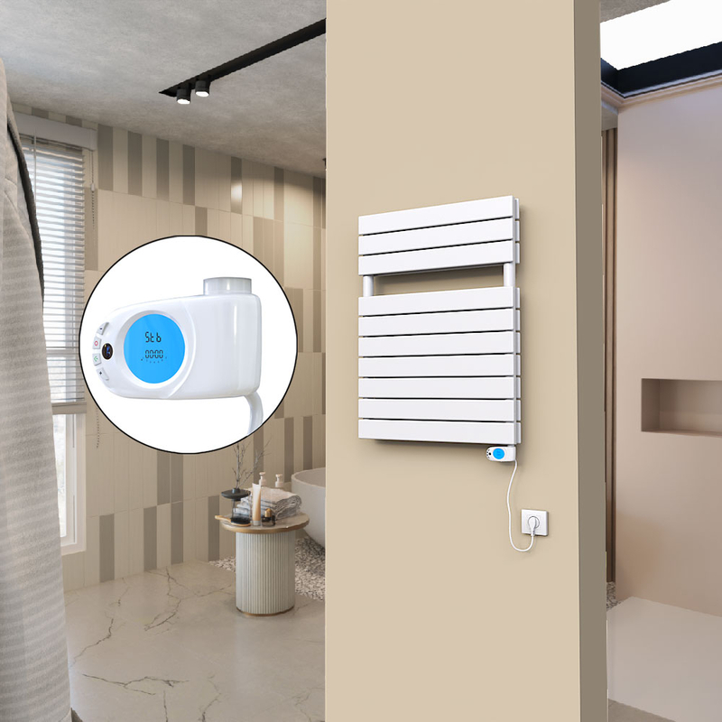 20H Sèche Serviettes Electrique 600x810 Blanc (Thermostat Musa) 900 W