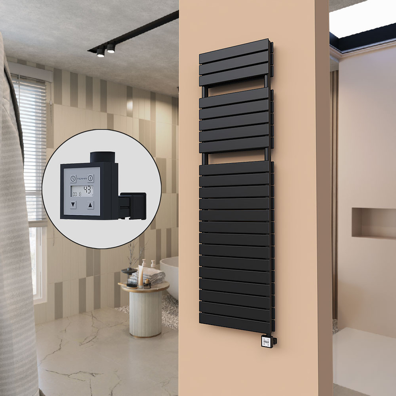 21H Electric Towel Warmer 500x1772 Matte Black Ktx3 1000 W