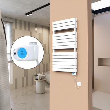  - 21H Electric Towel Warmer 600x1180 White (Musa Thermostat) 900 W