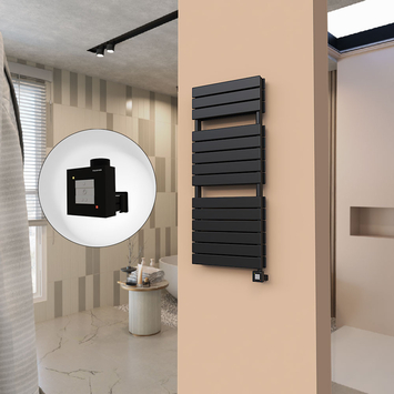  - 21H Sèche Serviettes Electrique 500x1180 Noir mat Ktx1 1000 Watt