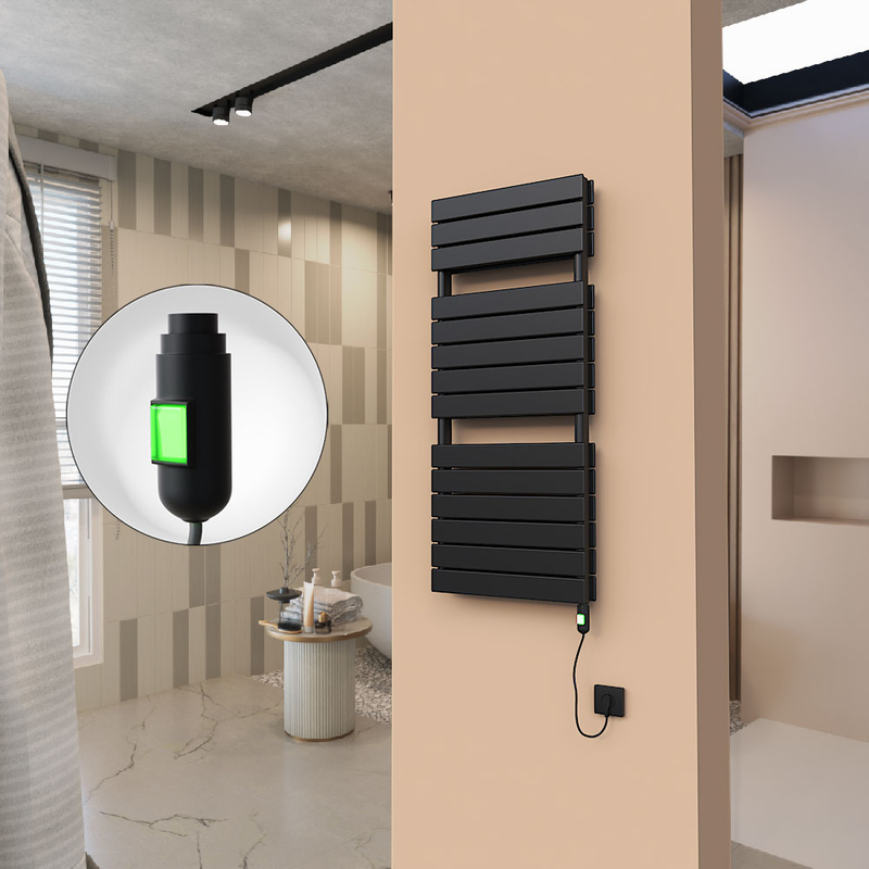 21H Electric Towel Warmer 500x1180 Matte Black (On/Off) 900 W