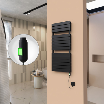 Radiva - 21H Sèche Serviettes Electrique 500x1180 Noir mat (On/Off) 1200 W