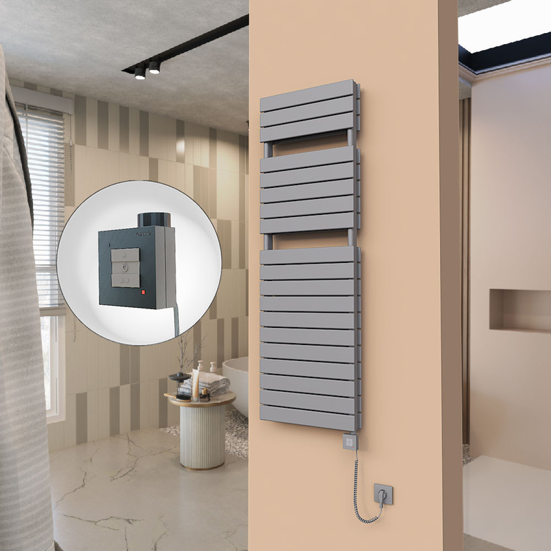 21H Sèche Serviettes Electrique 500x1550 Anthracite Ktx1 1000 Watt Câble en spirale