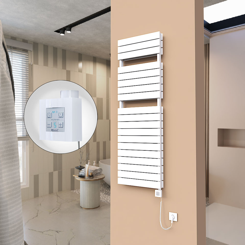 21H Sèche Serviettes Electrique 500x1550 Blanc Ktx4 1000 Watt Câble en spirale