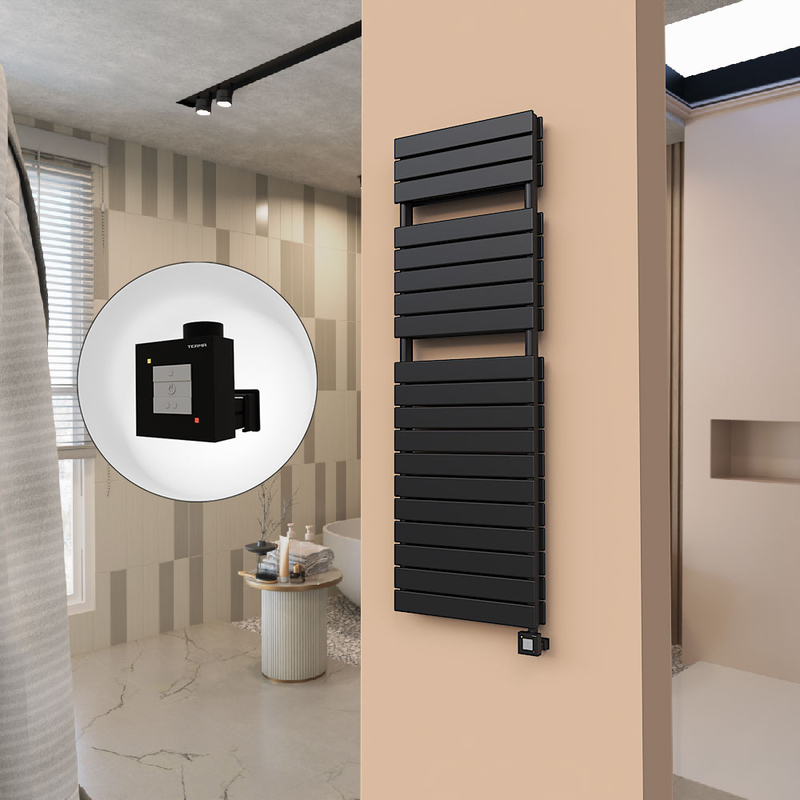 21H Electric Towel Warmer 500x1550 Matte Black Ktx1 1000 W