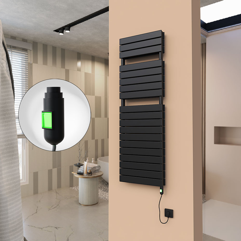 21H Elektrikli Havlupan 500x1550 Mat Siyah (On/Off Düğmeli) 1500 W