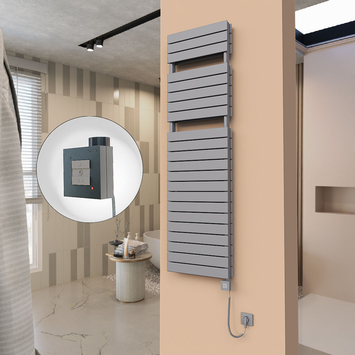  - 21H Sèche Serviettes Electrique 500x1772 Anthracite Ktx1 1000 Watt Câble en spirale