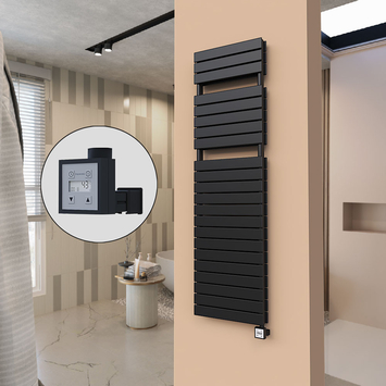 Radiva - 21H Elektrikli Havlupan 500x1772 Mat Siyah Ktx3 1000 W
