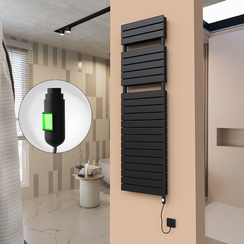 21H Sèche Serviettes Electrique 500x1772 Noir mat (On/Off) 1500 W