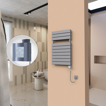 - 21H Sèche Serviettes Electrique 500x810 Anthracite Ktx4 1000 Watt Câble en spirale  - 21H Sèche Serviettes Electrique 500x810 Anthracite Ktx4 1000 Watt Câble en spirale