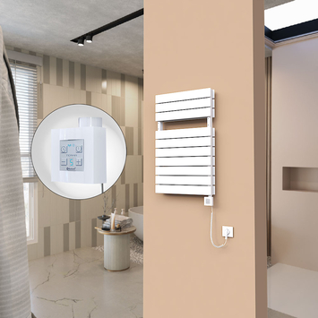 - 21H Sèche Serviettes Electrique 500x810 Blanc Ktx4 1000 Watt Câble en spirale  - 21H Sèche Serviettes Electrique 500x810 Blanc Ktx4 1000 Watt Câble en spirale