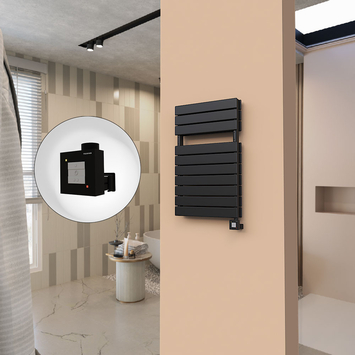 - 21H Sèche Serviettes Electrique 500x810 Noir mat Ktx1 1000 Watt  - 21H Sèche Serviettes Electrique 500x810 Noir mat Ktx1 1000 Watt