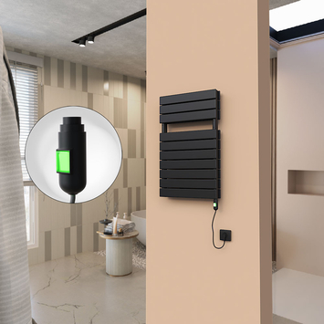 - 21H Sèche Serviettes Electrique 500x810 Noir mat (On/Off) 900 W  - 21H Sèche Serviettes Electrique 500x810 Noir mat (On/Off) 900 W