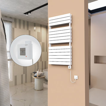  - 21H Sèche Serviettes Electrique 600x1180 Blanc Ktx1 1000 Watt Câble en spirale