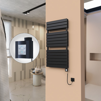  - 21H Electric Towel Warmer 600x1180 Matte Black Ktx4 1000 W (Spiral Cable)