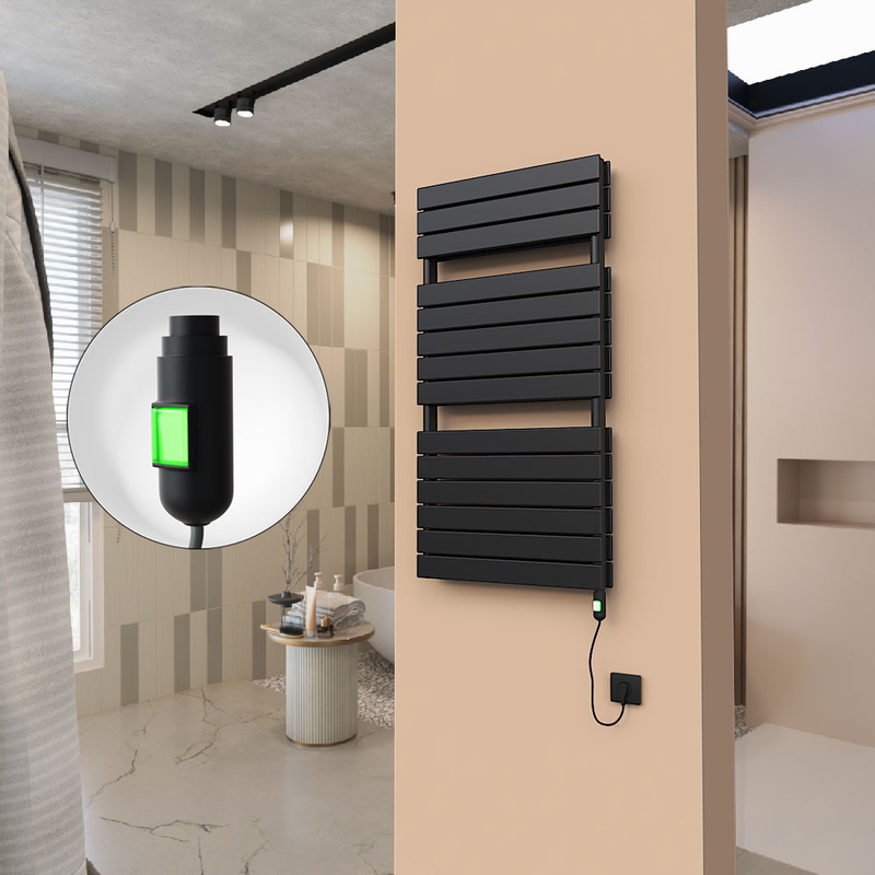 21H Elektrikli Havlupan 600x1180 Mat Siyah (On/Off Düğmeli) 1200 W
