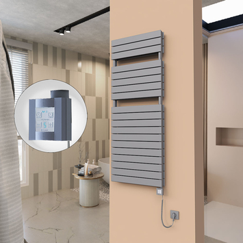  - 21H Sèche Serviettes Electrique 600x1550 Anthracite Ktx4 1000 Watt Câble en spirale