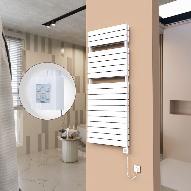 21H Sèche Serviettes Electrique 600x1550 Blanc Ktx4 1000 Watt Câble en spirale